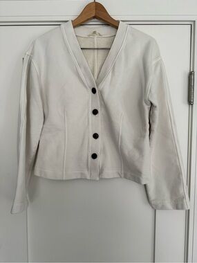 Madewell Cream Button-Front Cardigan Sweatshirt Darts Size Small